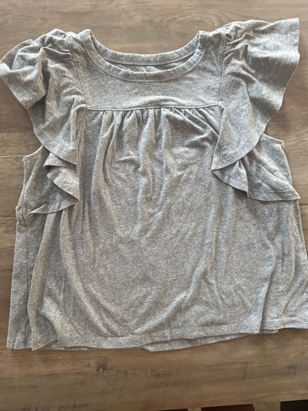 LOFT Gray Ruffle Sleeve Tunic Top
